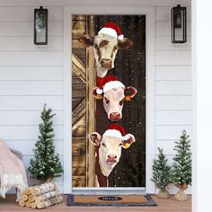 Funny Cow Merry Christmas Door Cover,Festive Cow Home Decor, Christmas Door Knob Covers, Christmas Outdoor Decoration Christmas Door Cover, Cow House, Door Covers, Christmas Front Doors, Cows Funny, Door Cover, 3d Christmas, Door Stickers, Christmas Door Decorations