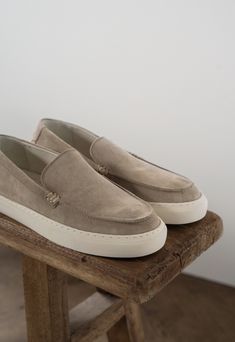 Modern Slip-on Suede Leather Shoes, Luxury Casual Suede Loafers, New Collection, Modern Slip-on Suede Sneakers, All White Mens Outfit, Semi-formal Suede Loafers With Leather Sole, Mens Dress Shoes Guide, Mens Suede Loafers