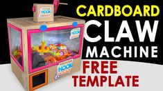 a cardboard claw machine with the words cardboard claw machine free template