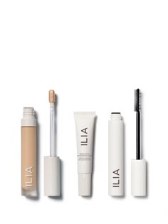 Look alive. This edit of essentials takes on total eye care. Refresh + revive tired eyes instantly with Bright Start Eye Cream, smooth + brighten with your shade of creamy Serum Concealer, and lengthen + lift with Limitless Lash Mascara. This full-size, customizable set leaves you looking wide awake. Lift Eyelashes, Clean Mascara, Lips Sketch, Serum Concealer, Ilia Beauty, Lip Balm Collection, Olive Undertones, Tinted Spf, Hydrating Lip Balm