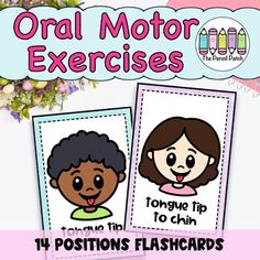 There's a fun way to practice oral motor exercises. This oral motor flash cards offer visual aid to help therapists, parents and teachers during speech therapy time or at home. Oral motor exercises help kids strengthen, stimulate and coordinate facial muscles. They include a series of movements of the lips, chin, cheeks, and tongue that involve sensory stimulation. Your kids will love having these fun visual aids in their therapy sessions.By using this cards, you might:- strengthen oral motor co Slp Outfits, Speech Therapy Toddler, Oral Motor Activities, Toddler Speech, Motor Coordination, Kids Help, Oral Motor, Toddler Photos, Visual Aid