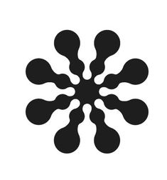 an abstract black and white design with circles in the center, on a white background