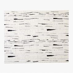 an abstract rug with black and white lines on the side, in front of a white background