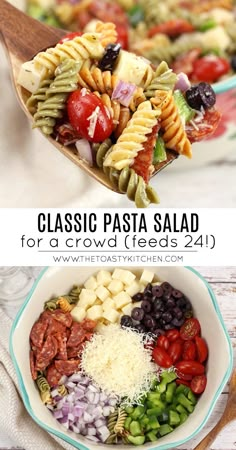 pasta salad with tomatoes, olives and other vegetables