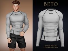 an image of a man wearing a gray shirt and shorts with the words beto on it