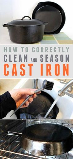 how to correctly clean and season cast iron