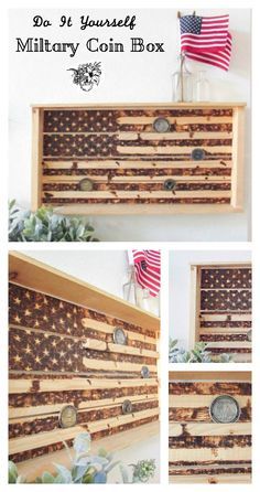 DIY Military Coin Box Create and Share Challenge - Pocketful of Posies Diy Coin Display, Military Diy, Diy Laptop Stand, Pallet Tray, Patriotic Diy