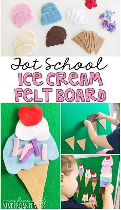 an ice cream felt board is shown with different pictures