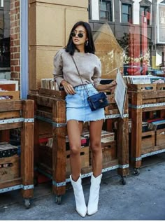 Skirt And Cowboy Boots Outfit, Cowgirl Boots Outfit, Fall Boots Outfit