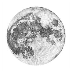 a black and white drawing of the moon