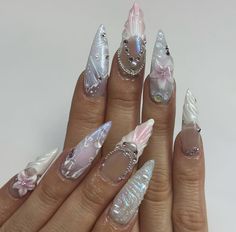 Aphrodite Nails, Heavenly Nails, Unicorn Nails, Nails Green, Simple Acrylic Nails, Classy Acrylic Nails, Dope Nail Designs, Pretty Gel Nails, Bling Acrylic Nails