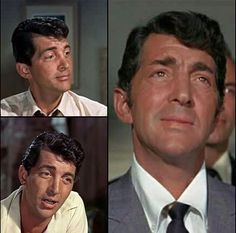 four different pictures of men in suits and ties, one is looking up at the sky