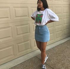 Jean Skirt Outfits, Rihanna Outfits, Foto Tips, Outfit Jeans, Outfit Goals, Teen Fashion Outfits