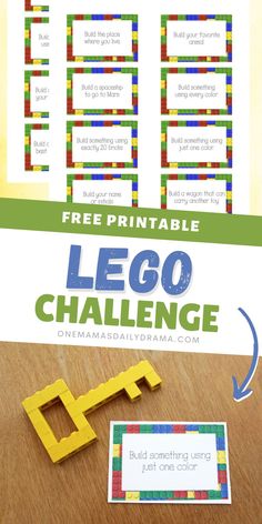 lego challenge game with free printables for kids to play in the house and on the table