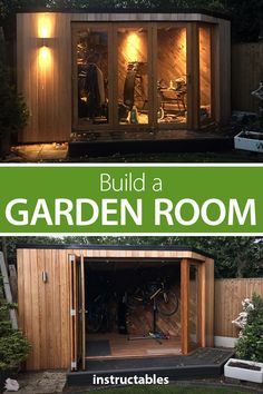 a garden room with the words build a garden room inside