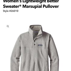 A Lighter-Weight Version Of Our Classic Better Sweater Fabric Makes This Pullover The Perfect Weight For Shoulder-Season Weather This Classic Pullover Features A Zippered Pouch-Style Pocket Four-Snap Center-Front Placket Collar Lined With Polyester Jersey For Extra Softness Flattering Princess Seams Create A Feminine Shape P-6 Logo On Left Chest Hip Length New Without Tags. Size Medium. Gray Scrubs, Knit Caps, Patagonia Fleece Jacket, Pullovers Outfit, Styling Clothes, Womens Outdoor Clothing, Patagonia Pullover, Patagonia Sweater, Fleece Jackets