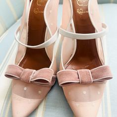 Please See The Heels Pictures For All The Imperfections Heels Pictures, Bow Mules, Malone Souliers, Velvet Bow, Mule Clogs, Mules Shoes, Future Wedding, Clogs, Polka Dots