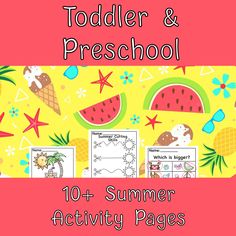 the summer activity pages for toddlers and preschool