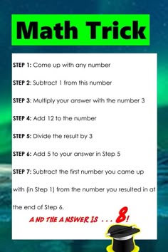 a poster with instructions on how to use the math trick