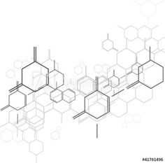 an abstract geometric background with hexagonal lines and cubes in black and white