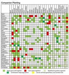 a chart with many different types of plants