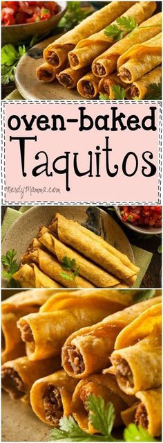 several different types of taquitass with the words oven - baked taquitass