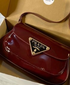 Red Prada Aesthetic, Prada Bag Shoulder, Expensive Bags Aesthetic, Ruby Red Aesthetic, Prada Items, Ruby Core