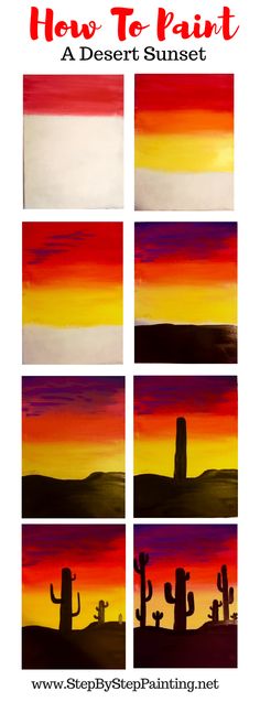 how to paint desert sunset with different colors