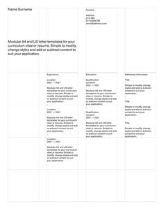 Sample US Letter Resume Design and Layout Paragraph Design Layout, Resume Grid Layout, Paragraph Design, Indesign Grid Layout, Grid Layout Magazine, Grid System Design, Grid System Layout, Portfolio Layout Template