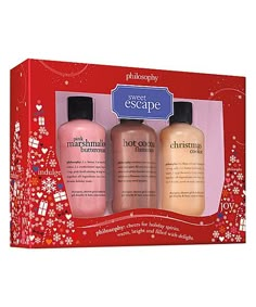 Look at this philosophy | Sweet Escape 3-in-1 Shampoo, Shower Gel Pink Marshmallows, Cocoa Christmas, Pink Food Coloring, Christmas Shower, Cocoa Cookies, Pink Foods, Sweet Escape, Bath Products, Holiday Treats