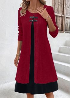 Color:Wine Red;Size:S;Size:M;Size:L;Size:XL;Size:XXL;Package Contents:1 X Dress;Occasion:Other;Style:Casual; Red A Line Dress, Wine Red Dress, Dresses Casual Winter, Plain Dress, 21st Dresses, Cotton Blends Dress, Straight Dress, Slim Fit Dresses, Ribbed Dresses