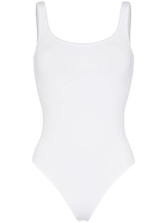 This white Wolford Jamaika string bodysuit suspends from slender shoulder straps, has a second skin fit, and features high-cut legs for a flattering seam free appearance under trousers and skirts. Whoever said, 'You're jamaiking me crazy,' was clearly visualising this Wolford bodysuit. Slip it on, and watch as passers by go wild. Wolford Bodysuit, Body Outfit, Tank Bodysuit, Body Top, White Bodysuit, Designer Lingerie, White Sleeveless, Black Bodysuit, White Tank