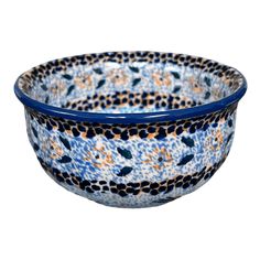 DESCRIPTION: The second in the series of seven nesting bowls (#M081-M087), this 4.5" bowl is great for dips or condiments! SIZE: 4.5" dia.x 2" h, 10 oz. Type: 4.5" Bowl-M082 Pattern: Patriotic Garden (WK56) Patriotic Garden, Western United States, Polish Stoneware, Nesting Bowls, Type 4, Polish Pottery, Decorative Bowls, Stoneware, Condiments