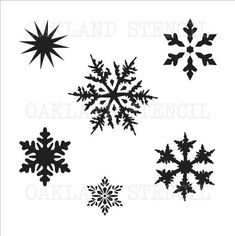 four snowflakes are shown in black and white