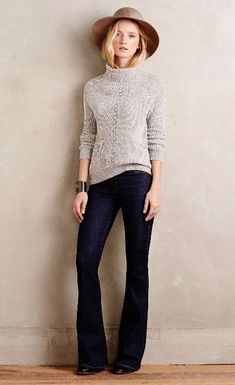 Citizens of Humanity Fleetwood High-Rise Flare Jeans: Flared Jeans Outfit, Dark Flare Jeans, Anthropologie Clothing, Hat Cream, Fun Sweater, Cozy Office, Blue Flare Jeans