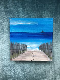 an acrylic painting of a beach scene