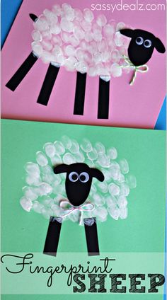 paper plate sheep with bubble wrappers on them and the words fingerprint sheep above it