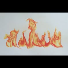 a drawing of flames on a white paper