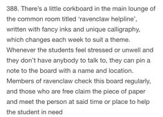 the text is written in black and white on a piece of paper that says, there's a little corbboard in the main lounge of the common room