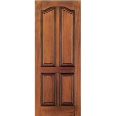 a wooden door with two panels on the front and side panel, in dark wood