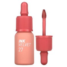 A creamy-textured velvet tint that provides high-pigmented colors with ink-lasting effect. Peripera Lip Tint, Peripera Ink Velvet, Ink Velvet, Velvet Lip Tint, Makeup Package, Bold Lips, Glass Containers, Lip Tint, Lip Care