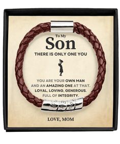 There Is Only One You Gift For Son Leather Bracelet Man Brown Bracelet Gifts For Young Men, No Greater Love, Mens Bracelet Black, Eye Gift, Special Christmas Gift, Only One You, Brown Bracelet, Mens Bracelet Silver, Mom Son