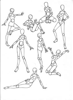 a drawing of various poses and body shapes