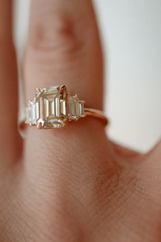 Champagne Diamonds Engagement, Emerald Cut Engagement, Engagement Ring Cuts, Put A Ring On It, Champagne Diamond