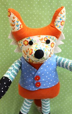 Flannigan Fox Soft Toy Sewing Pattern by Jennifer Jangles Soft Toy Sewing Pattern, Stuffed Fox, Soft Toy Patterns, Toy Sewing, Striped Cat, Beginner Crochet Projects, Paper Sewing Patterns, Beginner Crochet, Animal Patterns