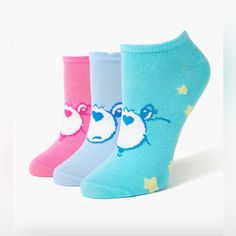 Care Bears Socks Brand New 3 Pairs Ankle Socks To Fit 21-25cm One Size Care Bear Heart, Sunshine Bear, Orange Socks, House Socks, Bear Pride, Bear Slippers, Dog Sketch, Funny Bears, Blue Socks