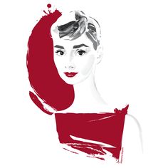 a woman's face is shown in red and white