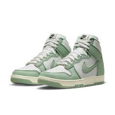 Celebrate heritage with an updated version of the Dunk High, recrafted to reflect the original from 1985. Matching the shape, look and feel that started it all, it delivers true vintage style while keeping the familiar comfort you love.Upper ages to soft perfection and features a durable construction reminiscent of '80s b-ball.Padded, high-top collar brings you old-school appeal that's rooted in comfort.Rubber outsole with classic hoops pivot circle adds traction and heritage style. Style # DV11 Nike Dunk High 1985, Dunk High 1985, Nike High, Nike Models, Nike Dunk High, Dunk High, Air Jordan 3, Nike Air Max Plus, Heritage Fashion