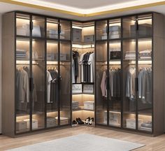 a walk in closet filled with lots of clothes