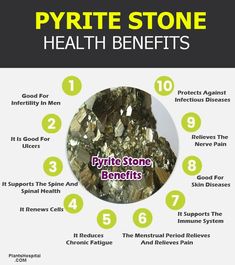 the health benefits of pyrite stone are shown in this info sheet, which includes information